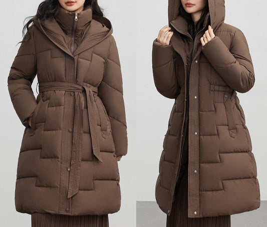 Manteau mi-long à capuche